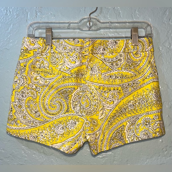 J. Crew yellow white paisley print shorts size 2 - Picture 2 of 5